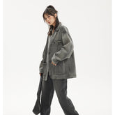 Unisex Jacket Vintage Loose-Fitting Denim Clothes Men's and Women's Washed Distressed Jacket